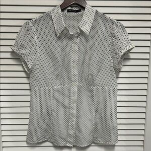 The Limited Black and White Polka Dot Short Sleeve Blouse